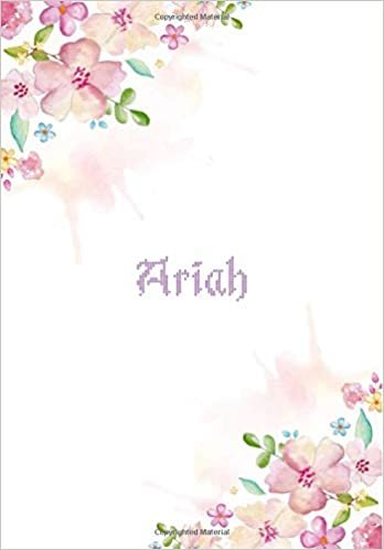 okumak Ariah: 7x10 inches 110 Lined Pages 55 Sheet Floral Blossom Design for Woman, girl, school, college with Lettering Name,Ariah