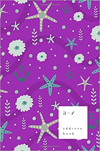 okumak A-Z Address Book: 6x9 Medium Notebook for Contact and Birthday | Journal with Alphabet Index | Starfish Ocean Stripe Cover Design | Purple