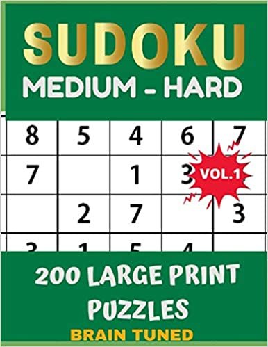 okumak BRAIN TUNED VOL.1 SUDOKU Medium to Hard 200 Large Print Puzzles: With answers, Very perfect for your brain fitness. Also great gift for Adult, ... PLUS FREE BONUS!! 100 games Sudoku printable.