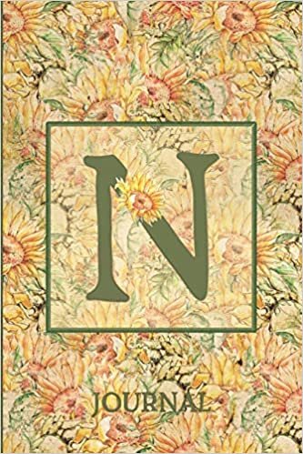 okumak N Journal: Vintage Sunflower Journal Monogram Initial N Lined Notebook | Decorated Interior