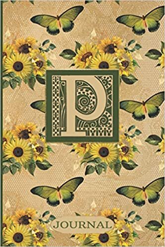okumak P Journal: Sunflowers and Butterflies Journal Monogram Initial P | Blank Lined and Decorated Interior