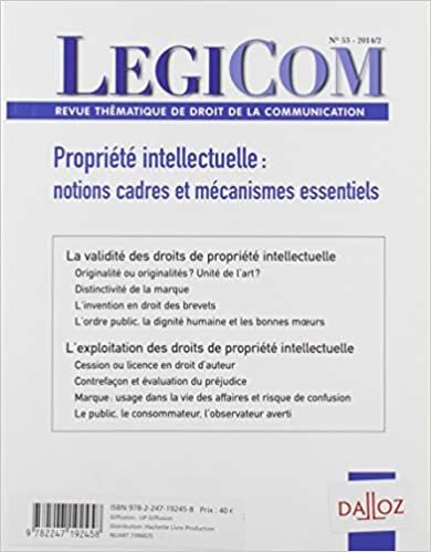 okumak Legicom n°53 Propriété intellectuelle : Notions cadres et mécanismes essentiels (DZ.LEGIPRESSE)