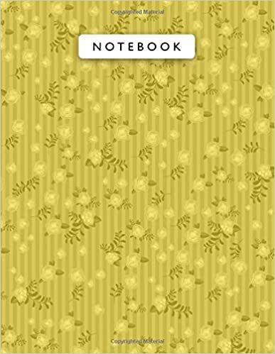 okumak Notebook Golden Yellow Color Small Vintage Rose Flowers Mini Lines Patterns Cover Lined Journal: 8.5 x 11 inch, Planning, College, Work List, 110 Pages, A4, 21.59 x 27.94 cm, Monthly, Wedding, Journal