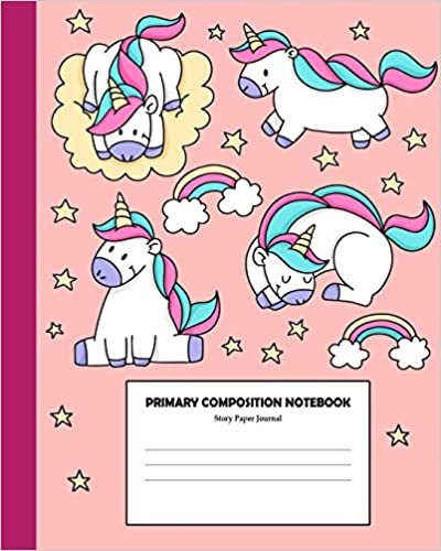 okumak Primary Composition Notebook Story Paper Journal: Story Paper Journal 8&quot;x10&quot; Grades K-2, 3 | Handwriting Practice Paper Dotted Middle Line | ... Primary School Composition Unicorn Journals