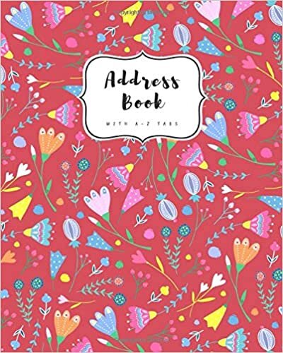 okumak Address Book with A-Z Tabs: 8x10 Contact Journal Jumbo | Alphabetical Index | Large Print | Cute Decorative Flower Design Red