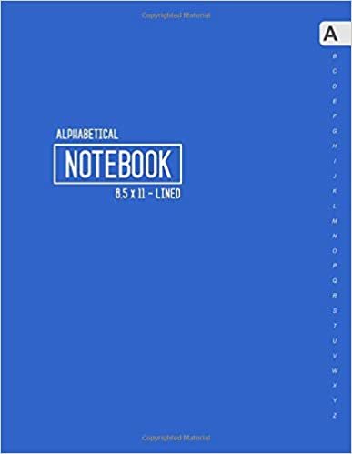 okumak Alphabetical Notebook 8.5 x 11: Large Lined-Journal Organizer with A-Z Tabs Printed | Smart Blue Design
