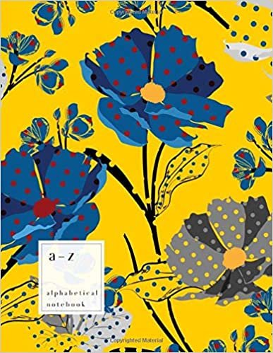 okumak A-Z Alphabetical Notebook: 8.5 x 11 Large Ruled-Journal with Alphabet Index | Polka Dot Wild Flower Cover Design | Yellow