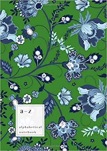 okumak A-Z Alphabetical Notebook: B5 Medium Ruled-Journal with Alphabet Index | Cute Jacobean Floral Leaf Cover Design | Green