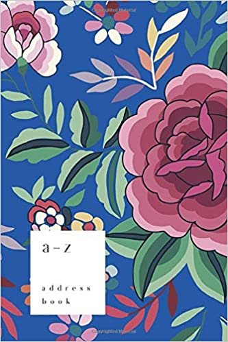 okumak A-Z Address Book: 4x6 Small Notebook for Contact and Birthday | Journal with Alphabet Index | Spanish Floral Art Cover Design | Blue