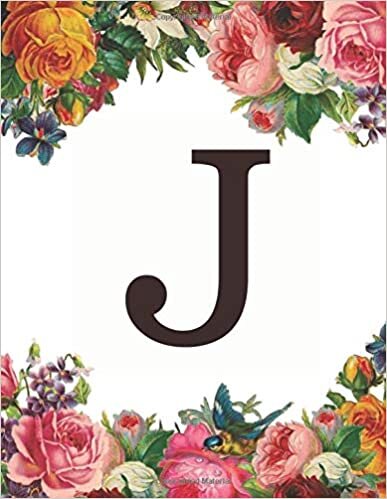 okumak J: Monogram Initial J Notebook for Women and Girls- Colorful Flowers-120 Pages 8.5 x 11