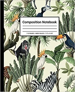 okumak Composition Notebook: Wide Ruled Paper Notebook / 7.5&quot; x 9.25&quot; / 110 Pages / Theme Jungle / For girls, teens, students, kids and adults