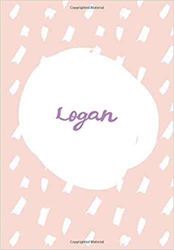 okumak Logan: 7x10 inches 110 Lined Pages 55 Sheet Rain Brush Design for Woman, girl, school, college with Lettering Name,Logan