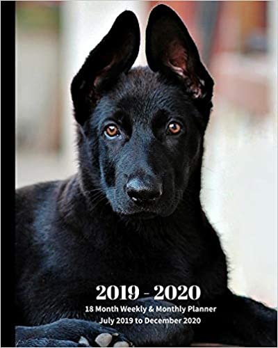 okumak 2019 - 2020 | 18 Month Weekly &amp; Monthly Planner July 2019 to December 2020: Black German Shepherd Pup Dog Pets Vol 46 Monthly Calendar with U.S./UK/ ... Holidays– Calendar in Review/Notes 8 x 10 in.