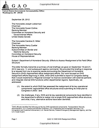 okumak Department of Homeland Security : efforts to assess realignment of Its field office structure