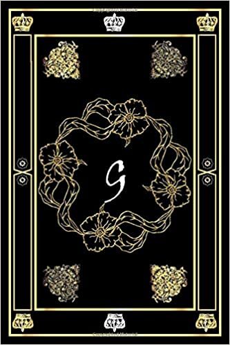 okumak G: black background painted in golden wonderful, Cute Initial Monogram Letter G College Ruled Notebook, Pretty Personalized Medium Lined Journal &amp; Diary - 6x9 - 120 pages