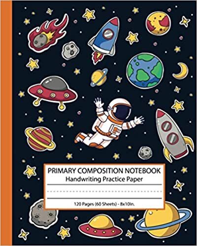 okumak Primary Composition Notebook Handwriting Practice Paper: Astronaut Primary Composition Notebook With Story Picture Space and Dashed Midline For Kids Grades K-2