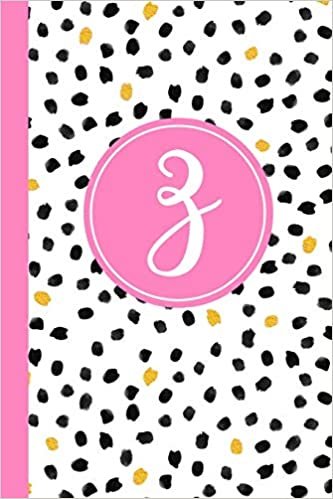 okumak Z: Confetti Polka Dot Letter Z Monogram personalized Journal, Black White &amp; Pink Monogrammed Notebook, Lined 6x9 inch College Ruled 120 page perfect bound Glossy Soft Cover
