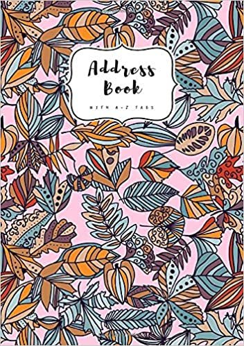 okumak Address Book with A-Z Tabs: A5 Contact Journal Medium | Alphabetical Index | Abstract Hand Draw Floral Design Pink