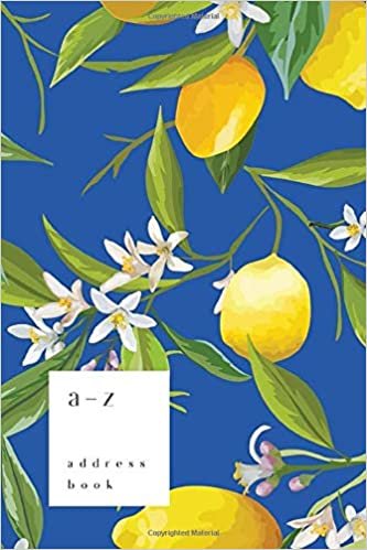 okumak A-Z Address Book: 4x6 Small Notebook for Contact and Birthday | Journal with Alphabet Index | Lemon Flower Leaf Cover Design | Blue