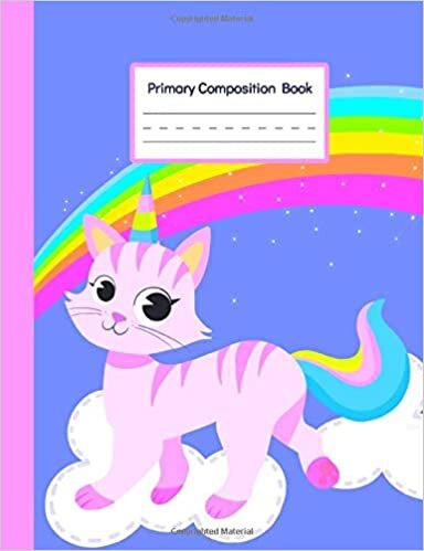 okumak Unicorn Cat Primary Composition Book: Practicing Paper Grade Level K-2 for Writing and Drawing