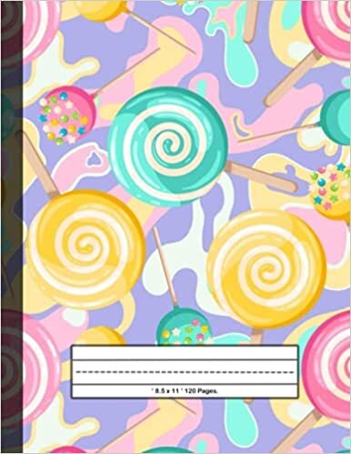 okumak Primary Composition Notebook 8.5 x 11 (120 pages): Cute Lollipop Primary Story Journal with Wide Line and Picture Space for kids I Grades K-2 ... Boys school (Draw &amp; Write Exercise Books).