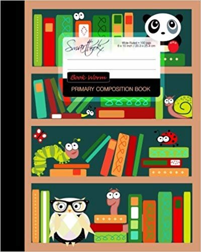okumak Primary Composition Book - Book Worm: Kids School Exercise Book with Owl, Bear, Ladybug, Caterpillar &amp; Snail [ Times Tables * Wide Ruled * Large ... (Primary Composition Books - Kids n Teens)