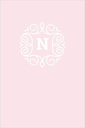 okumak N: 110 Sketchbook Pages (6 x 9) | Monogram Sketch Notebook with a Light Pink Background and Simple Vintage Elegant Design | Personalized Initial Letter Journal | Monogramed Sketchbook