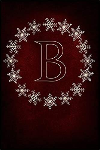 okumak B: Monogram Initial Notebook Journal with Magical Snowflake Red Cover
