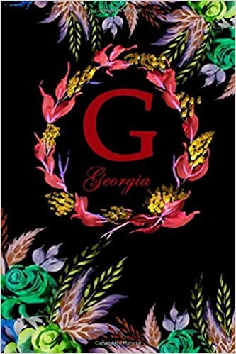 okumak G: Georgia: Georgia Monogrammed Personalised Custom Name Daily Planner / Organiser / To Do List - 6x9 - Letter G Monogram - Black Floral Water Colour Theme