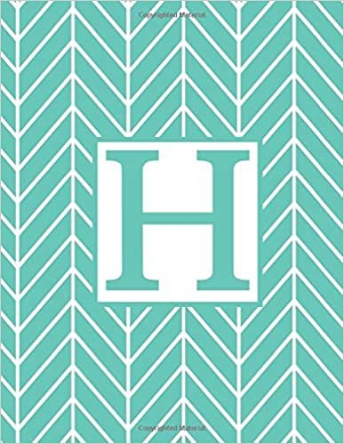 okumak H: Monogram Initial H Notebook for Women and Girls-Geometric Blue and White-120 Pages 8.5 x 11