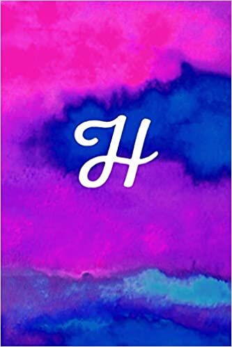 okumak H: Letter H Monogram, Pink Purple &amp; Blue Watercolor Writing Notebook with Personal Name H Initial Journal cover, 6x9 inch lined college ruled paper, perfect bound Matte Soft Cover Diary