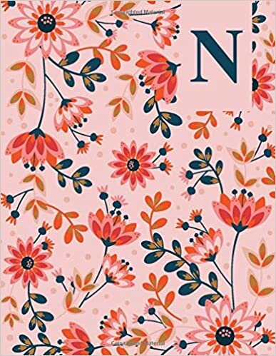 okumak N: Personalized Monogram Initial N Flower Pattern Composition Notebook - 110 Lined Pages (55 Sheets) - 8.5&quot;x11&quot; Large