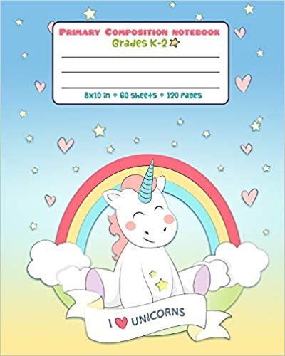 okumak Composition Notebook Grades K-2 I Unicorn: Picture drawing and Dash Mid Line hand writing paper Magic Story Paper Journal Primary - Love Design (Primary Composition Journal Unicorn, Band 12)