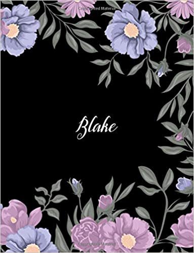 okumak Blake: 110 Ruled Pages 55 Sheets 8.5x11 Inches Climber Flower on Background Design for Note / Journal / Composition with Lettering Name,Blake
