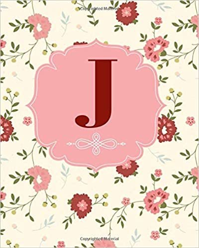 okumak J: Monogram Initial Letter J Journal Notebook For Girls ,Women and School Vintage Floral ;Size 8&quot; x 10&quot; 100 Lined Pages