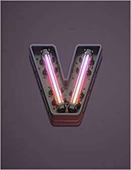 okumak V: Modern funky, cool neon glowing light effect, monogram college ruled composition notebook for all - men, women, girls and boys. Perfect for office, study or general writing / note taking.