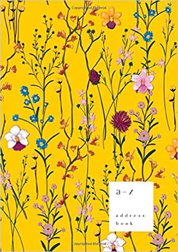 okumak A-Z Address Book: B5 Medium Notebook for Contact and Birthday | Journal with Alphabet Index | Fashion Wild Flower Cover Design | Yellow