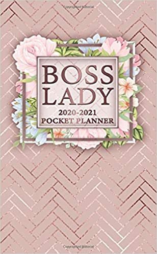 okumak Boss Lady 2020-2021 Pocket Planner: 2 Year Calendar &amp; Agenda with Monthly Spread View - Two Year Organizer with Inspirational Quotes, U.S. Holidays, Vision Board &amp; Notes - Stylish Floral Chevron Print