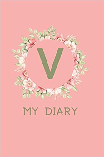 okumak Blank diary with initial V in floral wreath and 400 lined pages