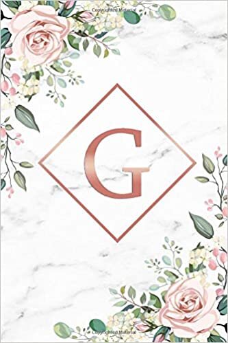 okumak G: Rose Gold Floral Initial Monogram Letter G Wide Ruled Notebook for Notes &amp; Writing - Personalized Wide Lined Blank Journal &amp; Diary for Women and Girls - Girly Pink Golden Girl Power Gift