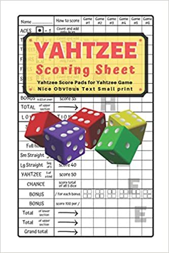 okumak Yahtzee Scoring Sheet: V.5 Yahtzee Score Pads for Yahtzee Game Nice Obvious Text Small print Yahtzee Score Sheets 6 by 9 inch