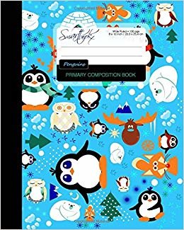 okumak Primary Composition Book - Penguins: Kids School Exercise Book with Owls, Polar Bears, Foxes &amp; Moose [ Times Tables * Wide Ruled * Large Notebook * ... (Primary Composition Books - Kids n Teens)