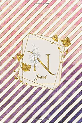 okumak N Journal: Gold Letter Personalized Initial Monogram 100 Page 6 x 9&quot; Lined Notebook Pretty Floral Diary Book