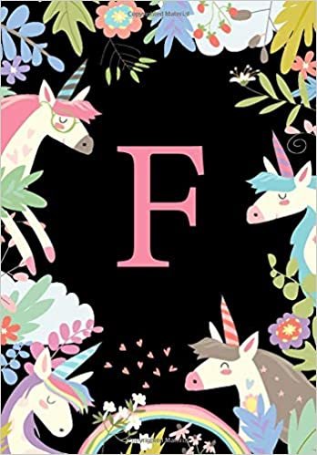 okumak F: Rainbow Unicorn Monogram Initial F Composition Notebook for School, Home, Office - 110 Lined Pages (55 Sheets) - 6.69&quot;x9.61&quot;