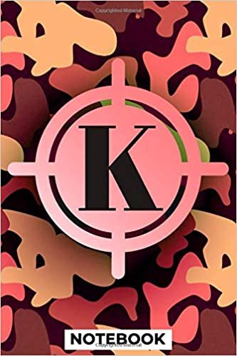 okumak K: Girly Pink Camouflage, Monogrammed Blank Lined Notebook