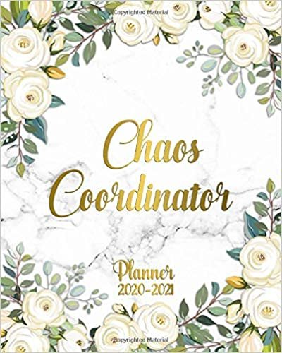 okumak Chaos Coordinator Planner 2020-2021: Two Year Pretty White Floral Weekly Schedule Agenda with Inspirational Quotes | 2 Year Marble &amp; Gold Organizer with To-Do’s, U.S. Holidays, Vision Board &amp; Notes