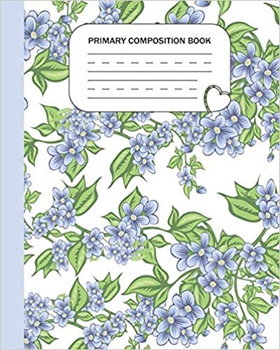 okumak Primary Composition Book: Grade Level K-2 Learn To Draw and Write Journal With Drawing Space for Creative Pictures and Dotted MidLine for Handwriting ... - Trendy Purple Color Lavender Flowers