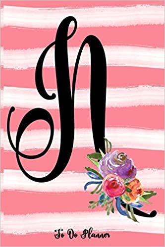 okumak Monogram N Notebook: Coral Pink Floral Watercolor 6x9 To Do Planner, 120 Page Checklist Personalized Journal For Women, Letter Initial Diary For Girls