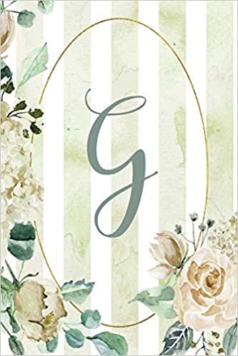 okumak Notebook 6”x9”, Letter G, Green Stripe Floral Design (Letter/Initial G - Green Stripe Floral Design Notebook 6”x9” Alphabet Series, Band 7)