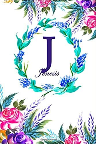 okumak J: Jenesis: Jenesis Monogrammed Personalised Custom Name Daily Planner / Organiser / To Do List - 6x9 - Letter J Monogram - White Floral Water Colour Theme